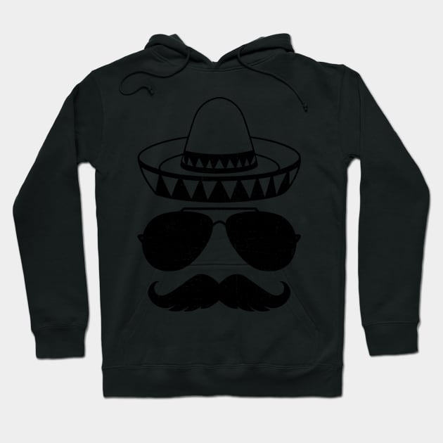 Funny sombrero face with mustache for mexican Cinco de Mayo Hoodie by Designzz